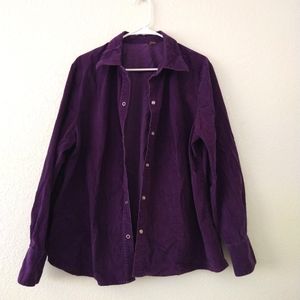 Vintage corduroy royal purple long sleeve button up women's size 2x
